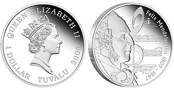 Stříbrná mince Felix Mendelssohn