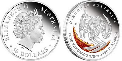 kangaroo platinová mince 2009