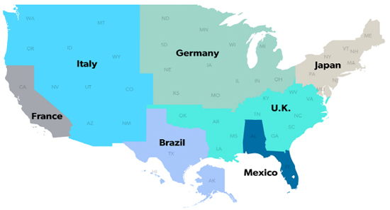 Mapa - americky HDP - 1