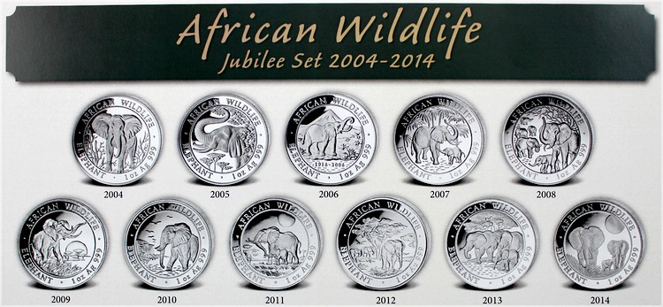 sada_slon_africky_2004_2014_stribrne_mince_african_wildlife_proof